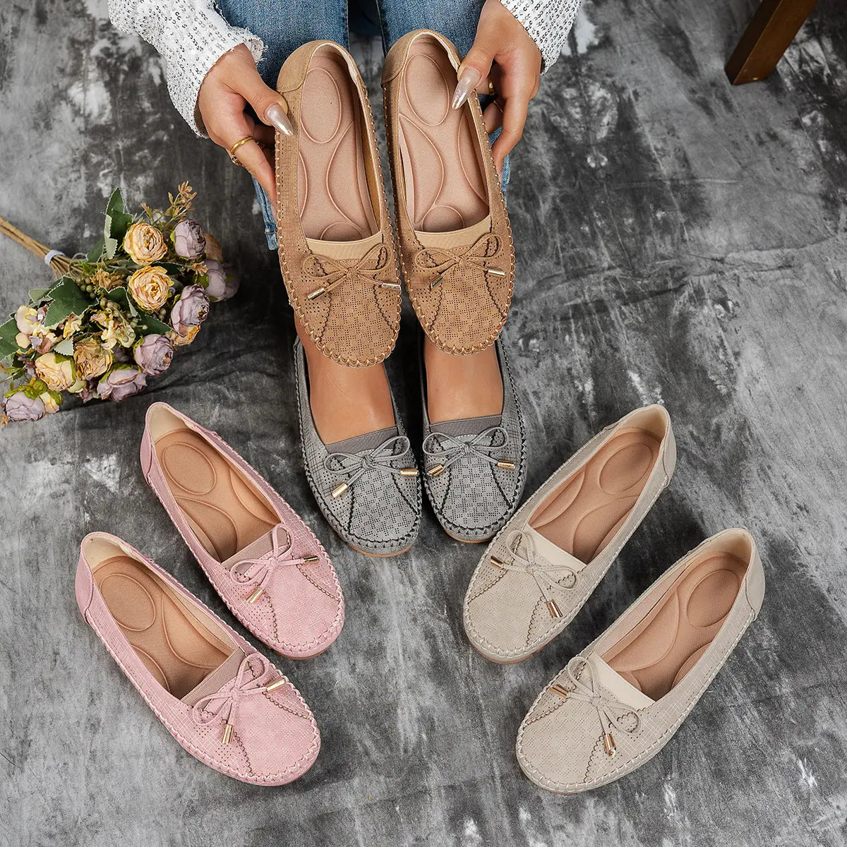 🔥【36-43】 Zapatos ortopédicos para mujer (tallas 36-43), fabricados en piel auténtica, ligeros, antideslizantes, transpirables y cómodos.