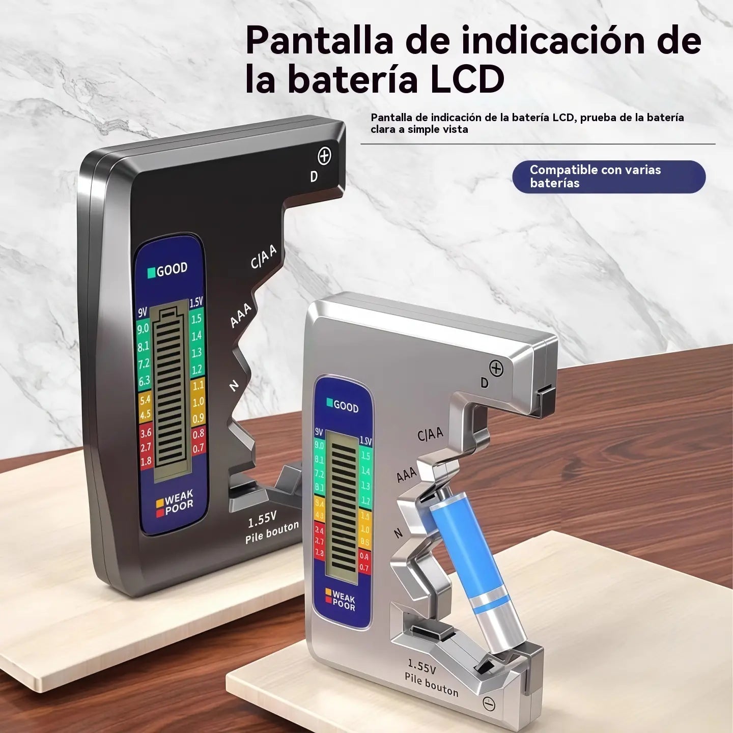 Comprobador de baterías multifuncional | Varios medidores de voltaje de batería | Detección rápida del nivel de batería