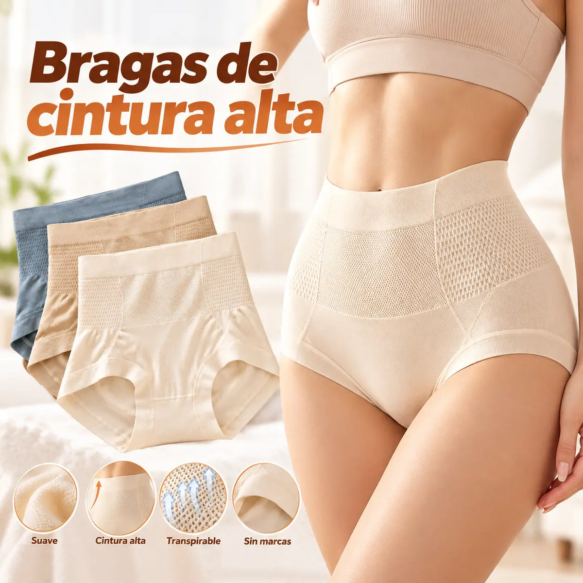 🔥【 7 piezas】【40-90 kg】Ropa interior para mujer con control de barriga y cintura alta sin costuras, 100 kg