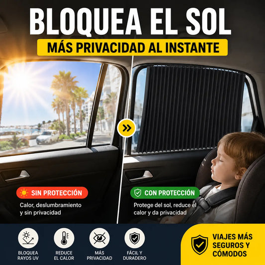 [Juego de 4 piezas] Cortina parasol con riel deslizante para ventana de coche y aislamiento térmico