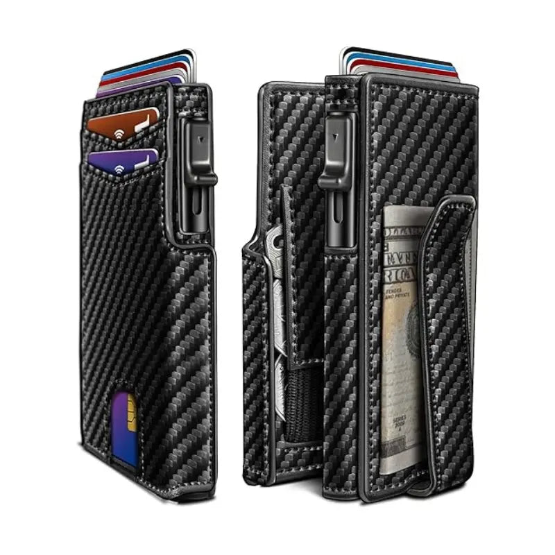 Nueva cartera antirrobo RFID para hombre con bolsillo con clip, ventana transparente, caja de aluminio de gran capacidad, tarjetero y funda para tarjetas.