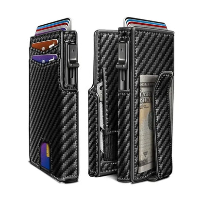 Nueva cartera antirrobo RFID para hombre con bolsillo con clip, ventana transparente, caja de aluminio de gran capacidad, tarjetero y funda para tarjetas.