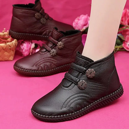 【50%OFF】💥【35-40】Női bőr, pamut, csúszásmentes, kézzel készített cipők őszre és télre