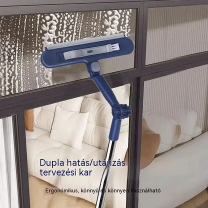 🧼✨ Kétoldalas ablaktisztító 2 az 1-ben (mosás és törlés) 📏 meghosszabbított fogantyúval magas épületek üvegtisztításához