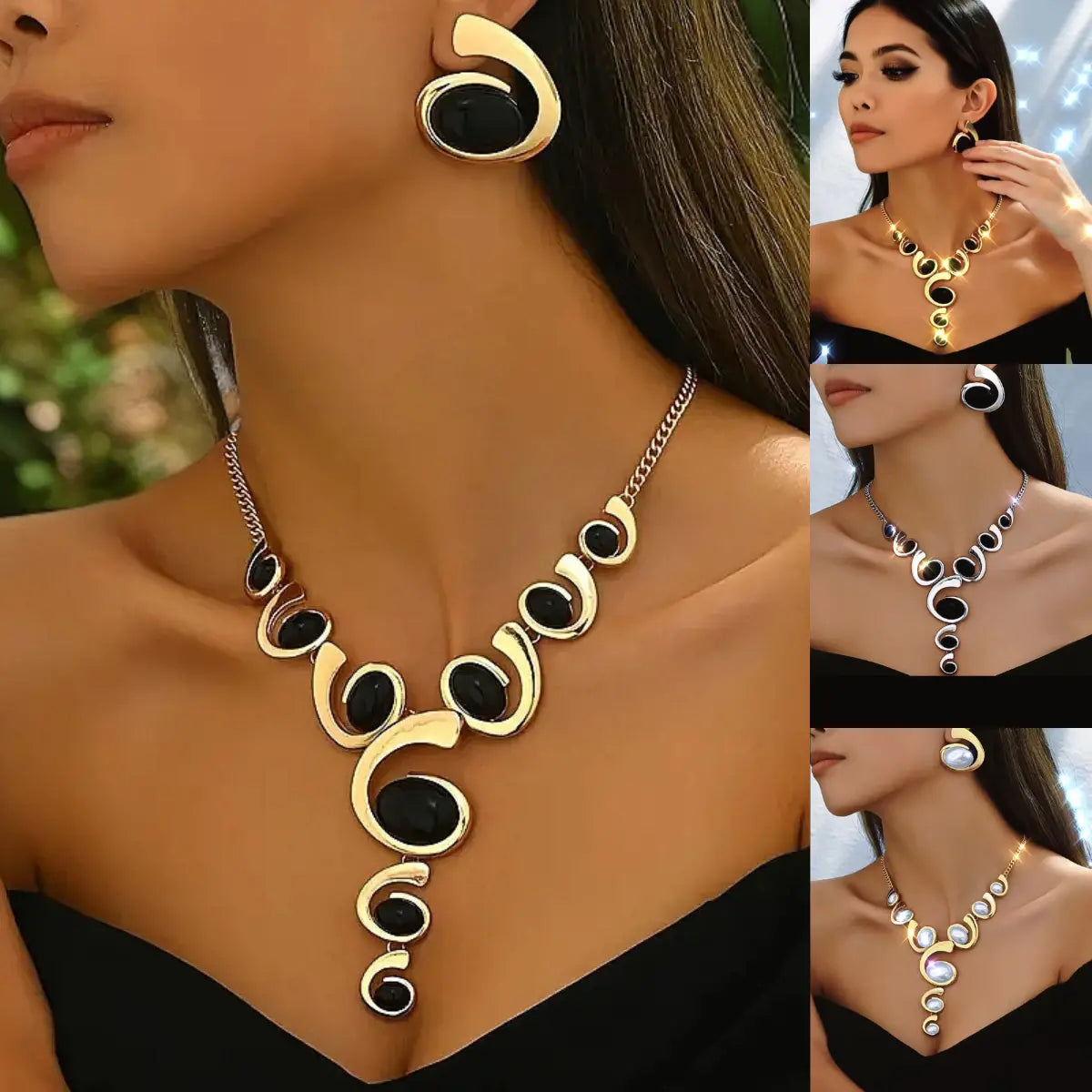 💎【Collar + Pendientes】1 juego 28 EUR✨Conjunto de collar y pendientes bohemios vintage