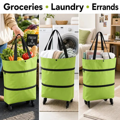 【Producto más vendido】Bolsa de compras plegable y tipo mochila 2 en 1, bolsa/carrito de compras ligero con ruedas