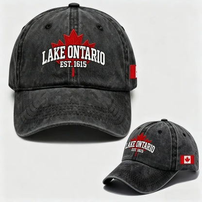🧢🍁Nastavitelná retro kšiltovka s výšivkou javorového listu u jezera
