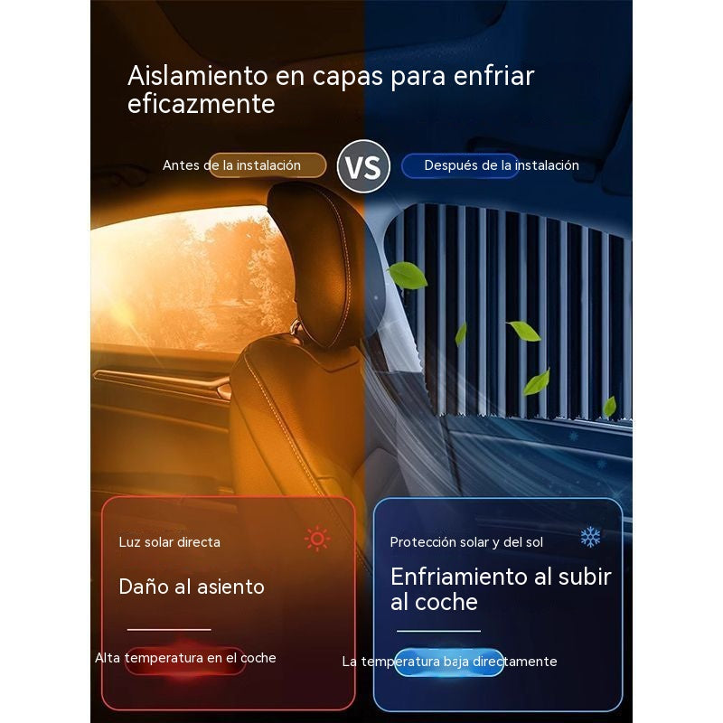 🔥【Juego de 4 piezas】 Cortina parasol con riel deslizante para ventana de coche y aislamiento térmico