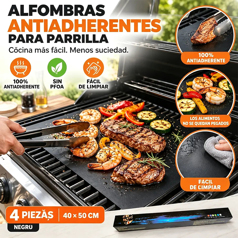 🔥🥩 Alfombrilla Antiadherente para Barbacoa | Protector Reutilizable de Alta Temperatura para BBQ, Parrilla y Horno
