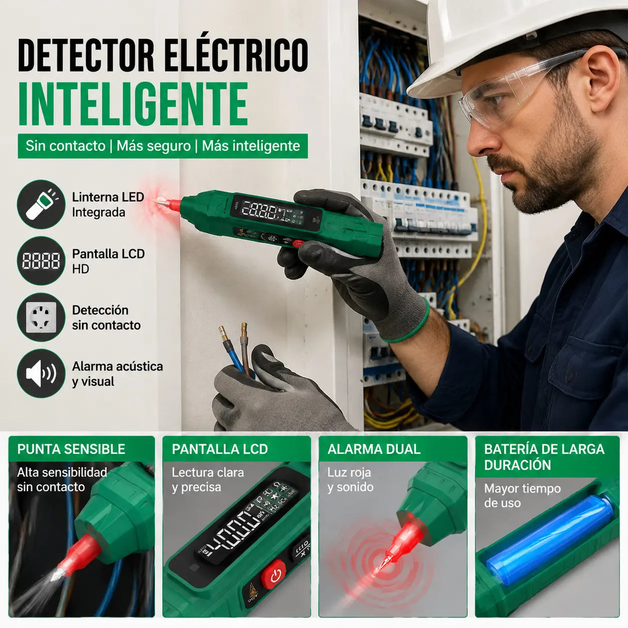 Multímetro digital inteligente multifuncional de alta precisión y lápiz de prueba (2 en 1)