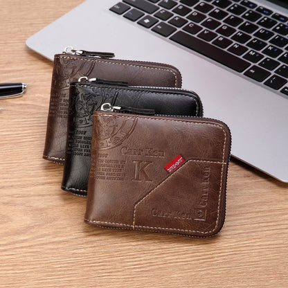 ⏰⏰⏰Oferta por tiempo limitado:😎Billetera con cremallera de estilo retro para hombre, figura pequeña gran capacidad💰