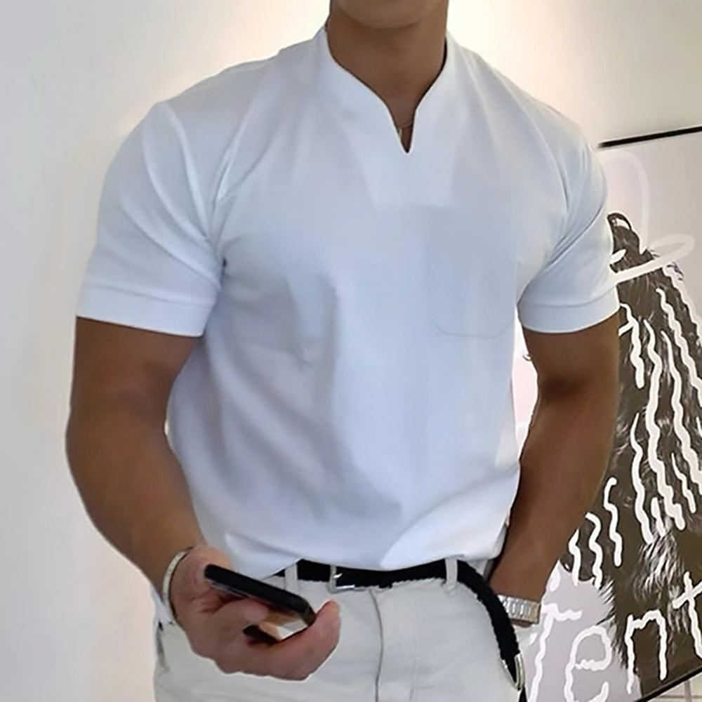 🕺🕺【S-5XL】Camisa de manga corta de algodón elástico para hombre de verano