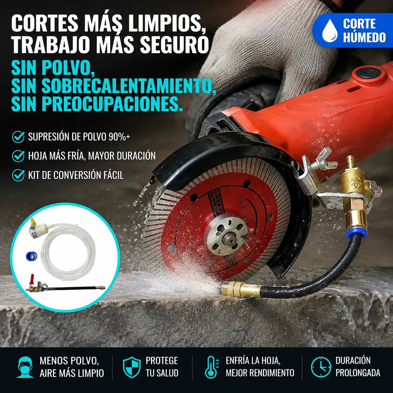 🔧 ¡50% DE DESCUENTO POR TIEMPO LIMITADO! ✨ Pulverizador de agua para removedor de polvo para máquinas de corte: dos modos de pulverización, tubo de aluminio flexible, antioxidante 💧