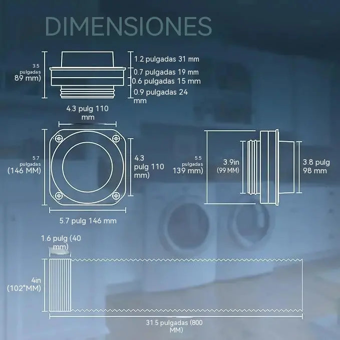 Conector de ventilación sellado para secadora con acoplador magnético