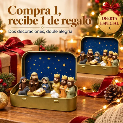 🔥Compra 1 y llévate 1 gratis🔥🔥 Último día: 50 % de descuento - ✝️ Mini juego de belén religioso de bolsillo con caja de almacenamiento