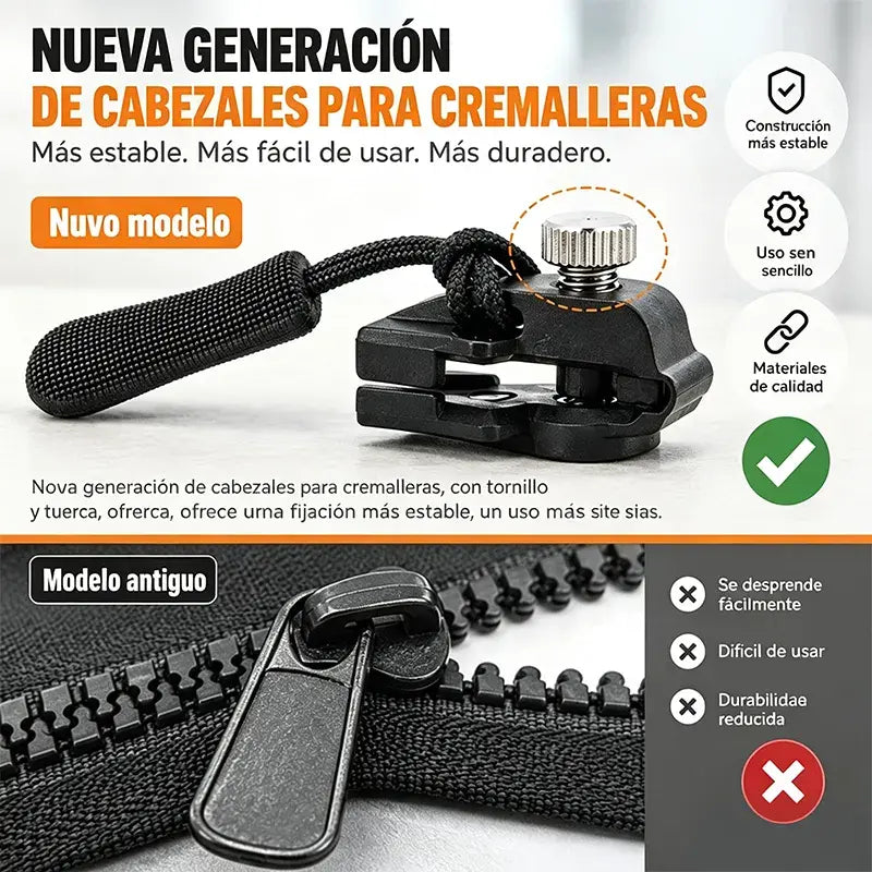 🔧✨ Reparador Universal de Cremalleras | Tirador de Repuesto Desmontable para Chaquetas, Mochilas, Bolsos y Ropa
