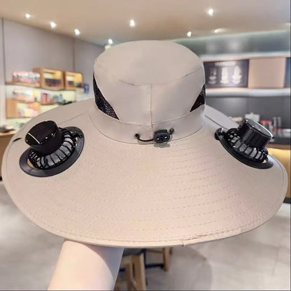 sombrero de sol de doble abanico
