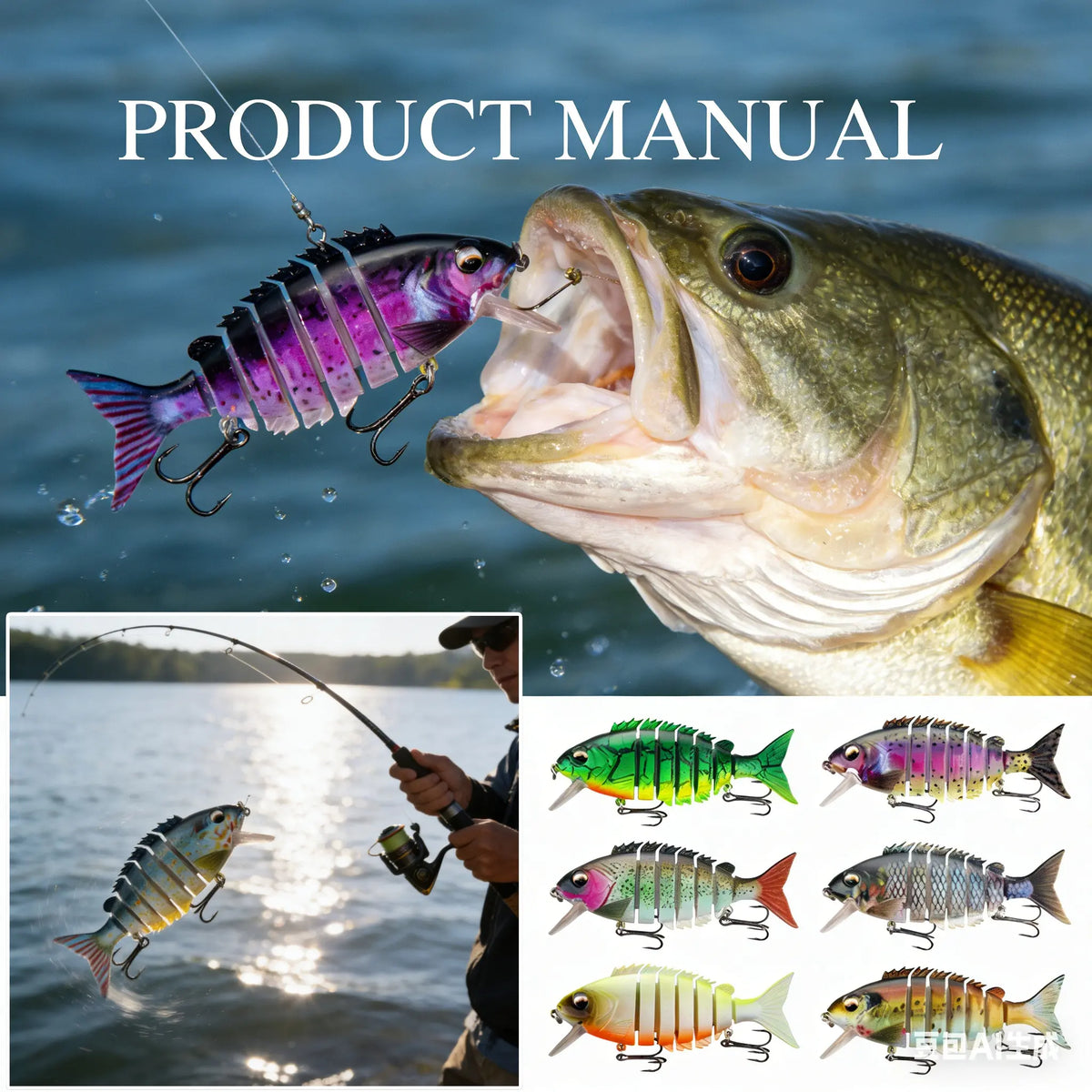 🔥【5 pieza】🎣🐟Cebo biomimético multisegmento para peces