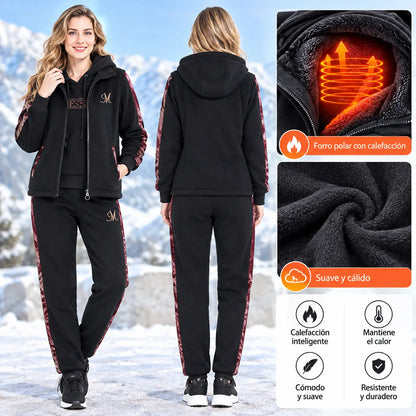 🔥【pantalón + suéter + chaqueta】Nuevo conjunto deportivo y casual de otoño/invierno 2025, acolchado y grueso.