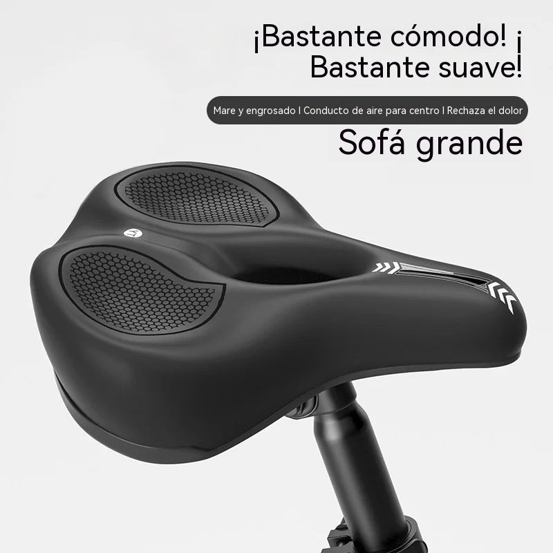 Sillín de bicicleta ultra ancho y cómodo: acolchado de espuma de alta densidad, alivio del dolor, antichoque para bicicletas de montaña y de carretera.