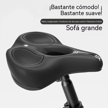 Sillín de bicicleta ultra ancho y cómodo: acolchado de espuma de alta densidad, alivio del dolor, antichoque para bicicletas de montaña y de carretera.