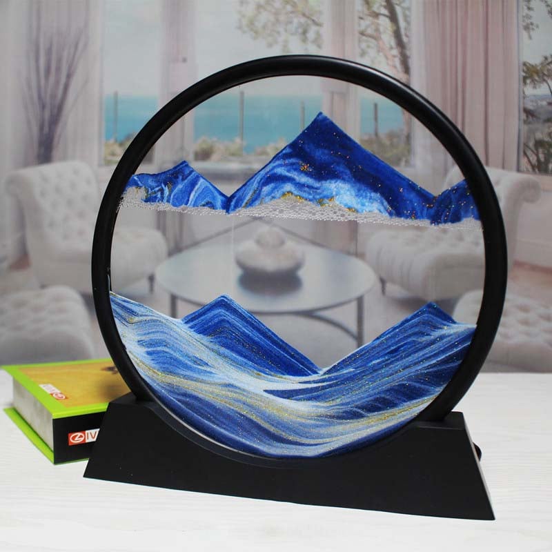 Adornos de arenas movedizas 3D para decoración del hogar con forma de montaña y río antiguos