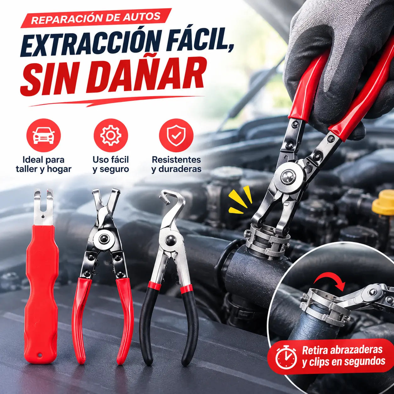 【3 pieza】Juego de alicates multifuncionales para reparación de automóviles