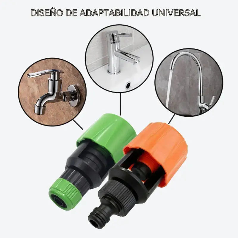 🎉¡Descuento por tiempo limitado! 🚿🌿Adaptador de grifo a manguera para jardín, balcón y coche | Fácil instalación | Sin fugas | Naranja/Verde✨🚿