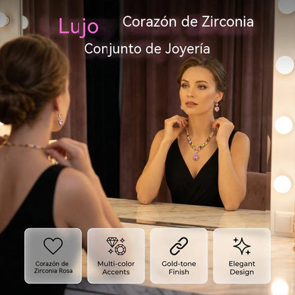 💎 ¡50% DE DESCUENTO POR TIEMPO LIMITADO! ✨ Conjunto de joyas Corazón Brillante: collar y pendientes, elegante y ligero 💖