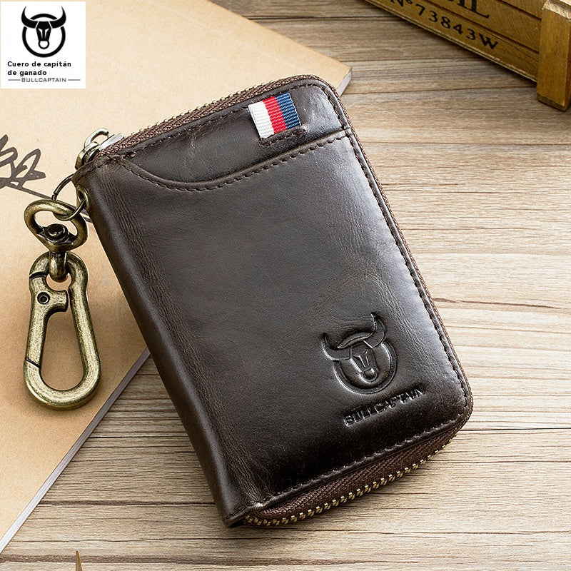 [Precio especial por lanzamiento] Monedero de piel antirrobo 2 en 1 para hombre con llavero