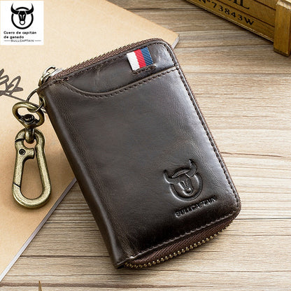 [Precio especial por lanzamiento] Monedero de piel antirrobo 2 en 1 para hombre con llavero