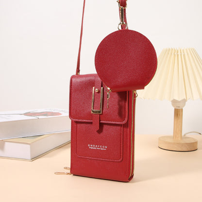【Juego de 2 piezas】Nuevo bolso bandolera para móvil de mujer: compatible con pantallas táctiles, gran capacidad con múltiples ranuras para tarjetas e incluye un monedero redondo.