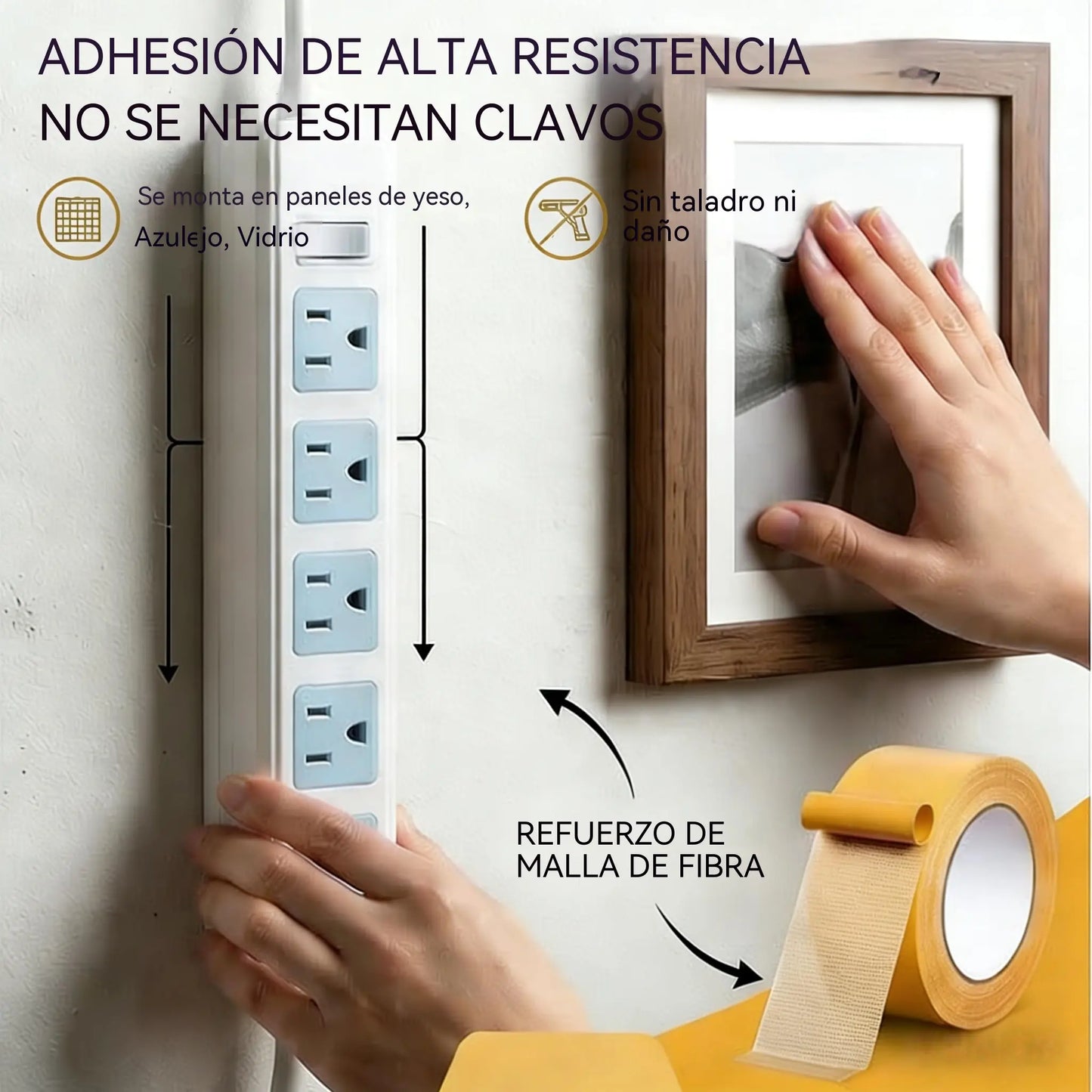 【30mm*10m】Adhesivo multifuncional de doble cara, de alta viscosidad, que no deja residuos tras su retirada.