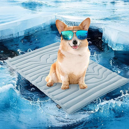 ❄️ Alfombrilla refrescante para mascotas hecha de material de seda helada lavable🧼, antideslizante🛟 | Adecuada para perros grandes