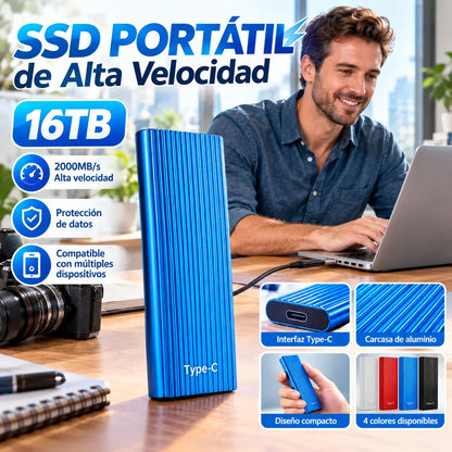 🏆 Oferta por tiempo limitado ⚡🔥 Mini unidad SSD portátil Type-C de alta capacidad de 16 TB