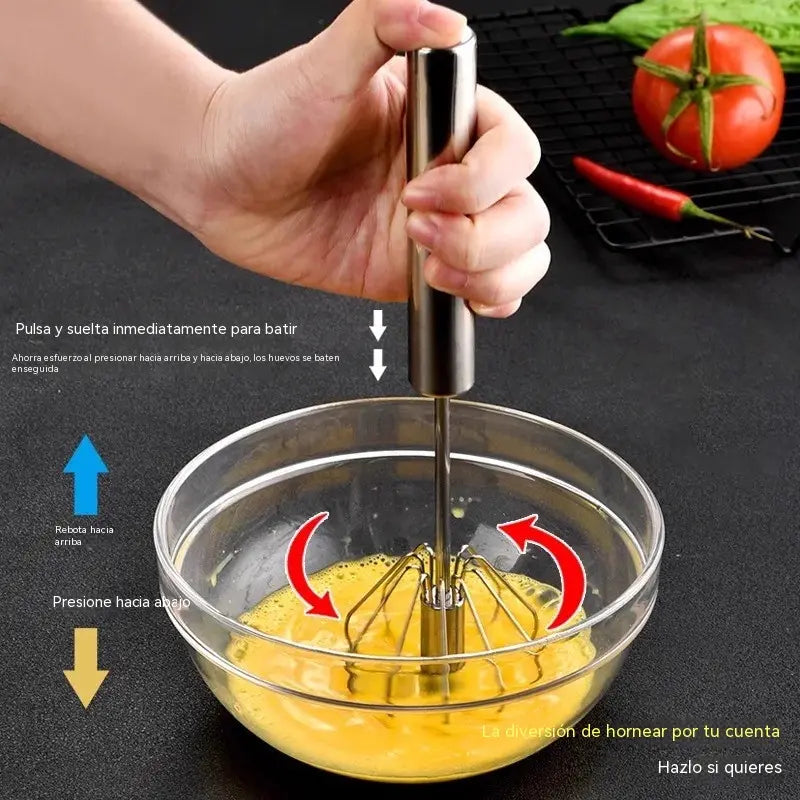 【 Conjunto de 3 piezas】Batidor de huevos semiautomático de acero inoxidable