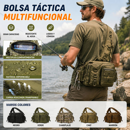 Riñonera táctica multifuncional para hombre: múltiples bolsillos, gran capacidad, ligera, cómoda, impermeable, ideal para viajes, acampada y pesca.
