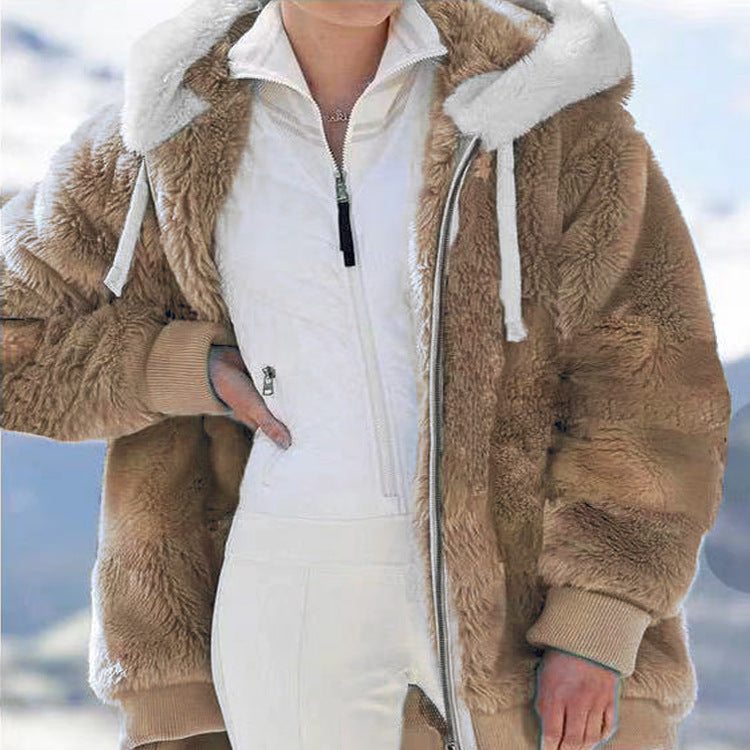 ☃️Oferta limitada: 39% de descuento❄️【S-5XL】Chaqueta de mujer 2026 de felpa gruesa con rayas en contraste