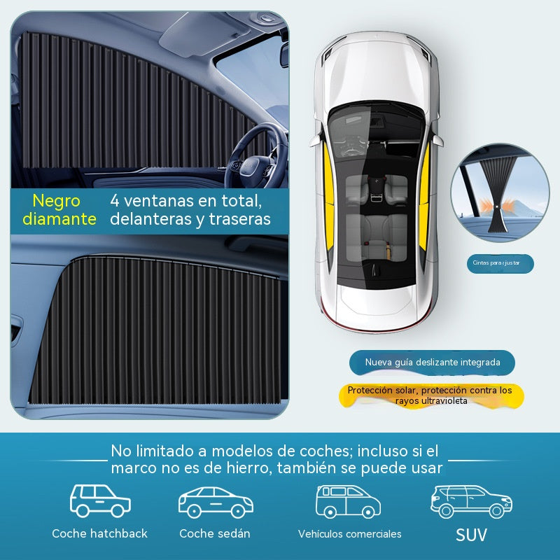 [4 piezas 28 euros] Cortina parasol con riel deslizante para ventana de coche y aislamiento térmico
