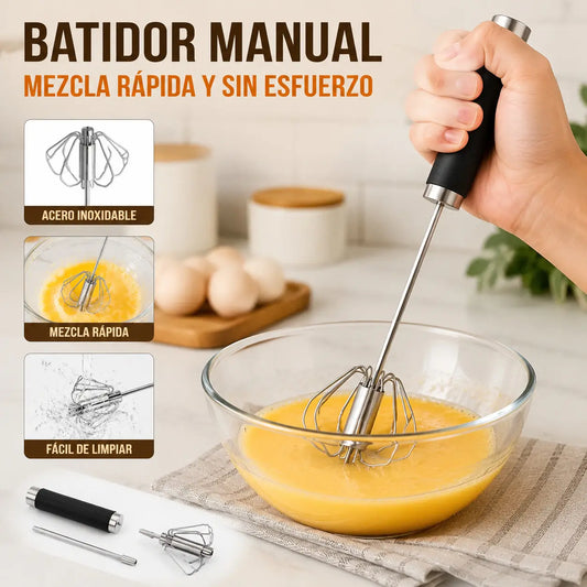 【 Conjunto de 2 piezas】Batidor de huevos semiautomático de acero inoxidable