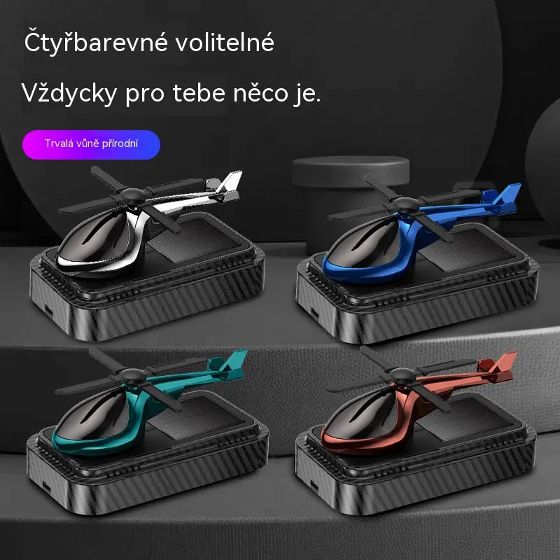 👍Osvěžovač vzduchu s motivem vrtulníku, solární pohon, rotující uhlíková vlákna
