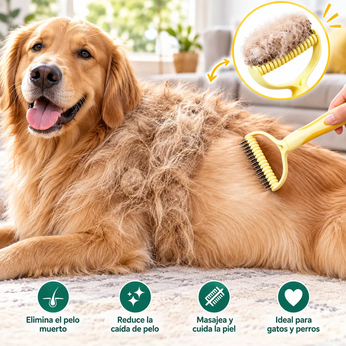 🐶【Compra 1 y llévate 1 gratis】-2 piezas--🧹 Cepillo autolimpiante de doble cara para mascotas: elimina el pelo muerto y reduce la caída del pelo en perros y gatos.