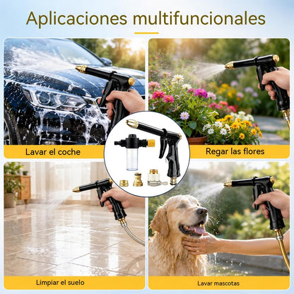 🏆Pistola de chorro de agua a alta presión mejorada💦Empuñadura ergonómica • Boquilla de refuerzo • Manguera incluida: potente lavado de coches🚗 riego de jardines🌻¡Fácil de usar!