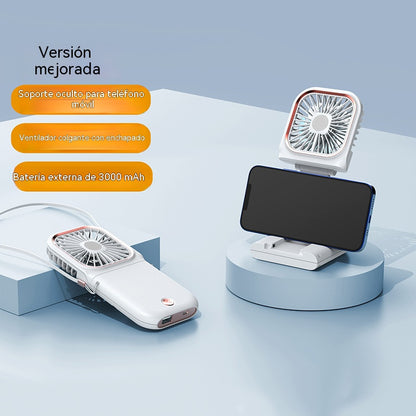 🔥Ventilador portátil plegable 4 en 1 con carga USB de alta velocidad (ventilador/soporte para teléfono/batería externa/refrigeración)