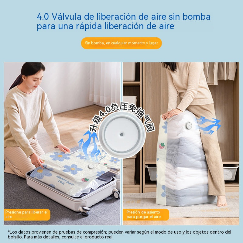 🧳【Juego de 4 piezas】💨 Bolsas de almacenamiento al vacío compresibles de gran capacidad: diseño a prueba de fugas, ideal para ahorrar espacio en tu maleta y en casa ✈️