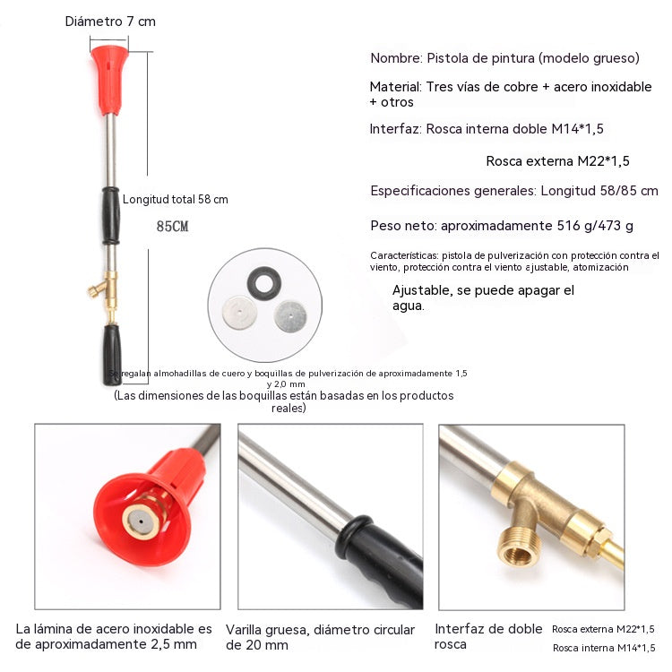 🎁🎁Pistola pulverizadora atomizadora ajustable y resistente al viento de 53 cm para uso agrícola