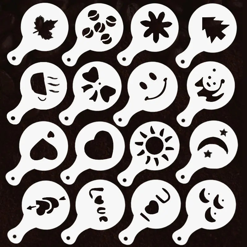 【2 juegos de 32 moldes para arte latte de café】Con un precio de 23 euros☕🎨Moldes para arte latte de café elegantes