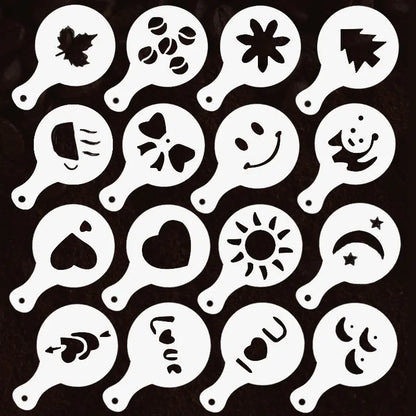 【2 juegos de 32 moldes para arte latte de café】Con un precio de 23 euros☕🎨Moldes para arte latte de café elegantes