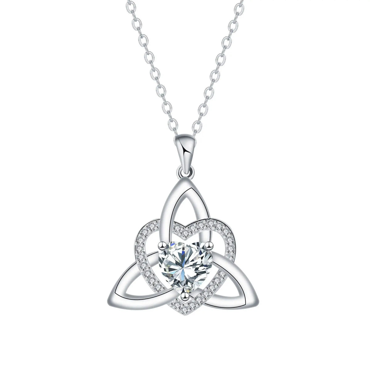 ⏳Oferta por tiempo limitado⏰ Collar de corazón con nudo de la Trinidad celta y piedra de nacimiento✨ Colgante de corazón con nudo de la Trinidad celta y piedra de nacimiento