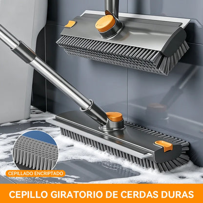 🔥Cepillo multifuncional giratorio de cerdas rígidas para suelos, que permite una limpieza rotativa de 360 grados.